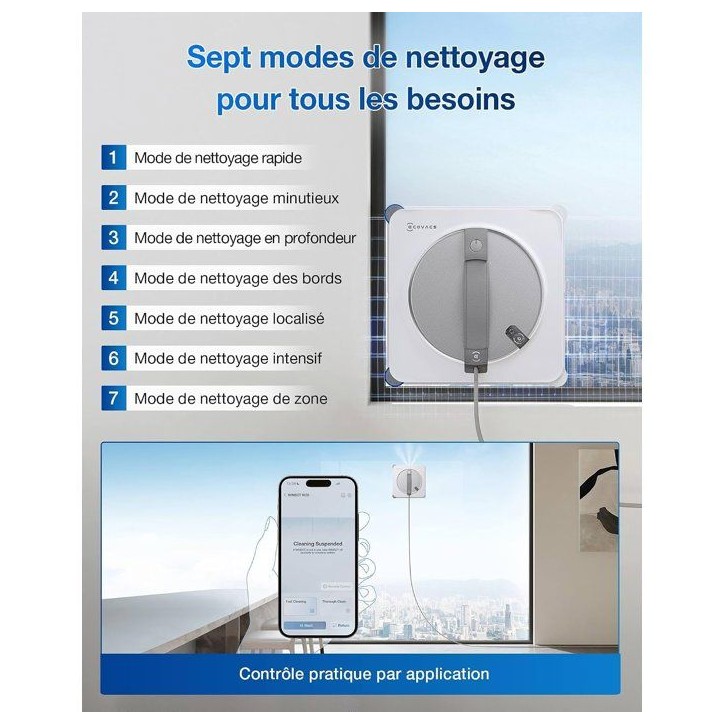 ECOVACS WINBOT W2S - Robot Nettoyage de vitres - Nettoyage Intelligent Bord à Bord avec Brosse TruEdge - Pulvérisateur d'eau 3