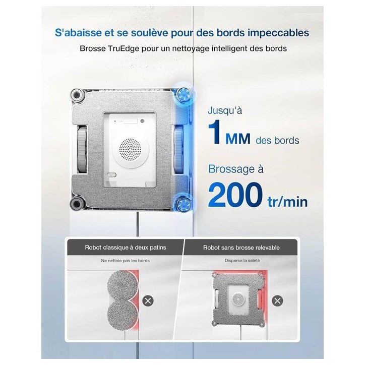 ECOVACS WINBOT W2S - Robot Nettoyage de vitres - Nettoyage Intelligent Bord à Bord avec Brosse TruEdge - Pulvérisateur d'eau 3