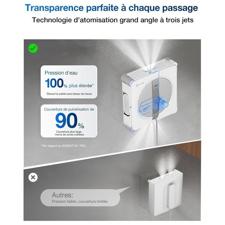 ECOVACS WINBOT W2S - Robot Nettoyage de vitres - Nettoyage Intelligent Bord à Bord avec Brosse TruEdge - Pulvérisateur d'eau 3