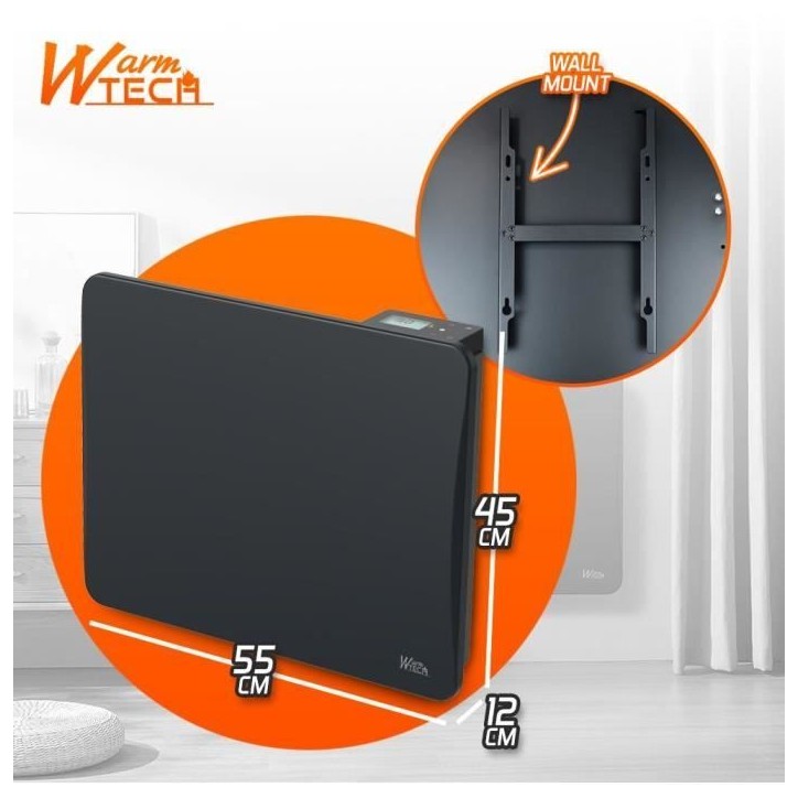 Radiateur fixe à inertie céramique - 1000 W - WARMTECH - WTZEUS10-N - Horizontal - Noir Radiateur fixe à inertie céramique - 1000 W - WARMTECH - WTZEUS10-N - Horizontal - Noir