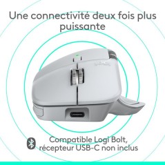 Souris sans fil - Logitech - MX Master 4 - Ergonomique - Gris clair