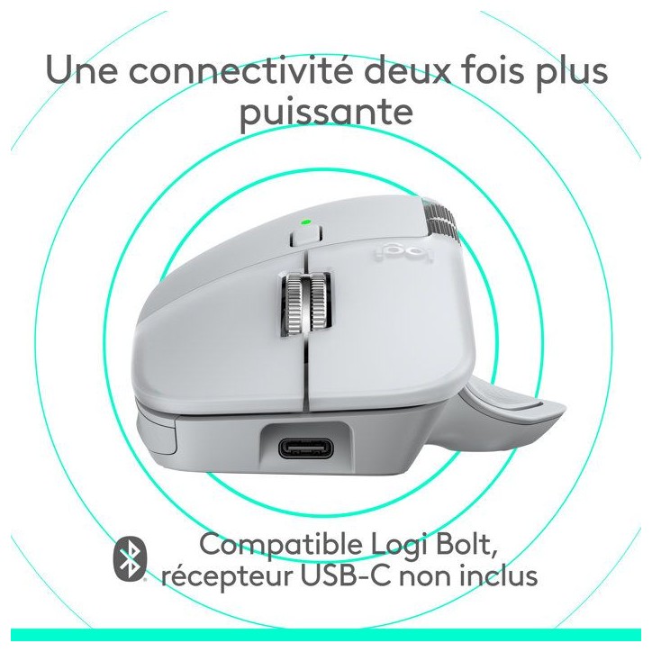 Souris sans fil - Logitech - MX Master 4 - Ergonomique - Gris clair