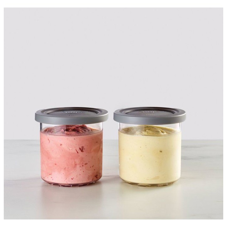 Lot de 2 pots avec couvercles pour machines à glaces NINJA – Compatible CREAMi NC302EU/NC300 - Sans BPA - Lavable lave-vaisse