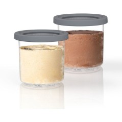 Lot de 2 pots avec couvercles pour machines à glaces NINJA – Compatible CREAMi NC302EU/NC300 - Sans BPA - Lavable lave-vaisse