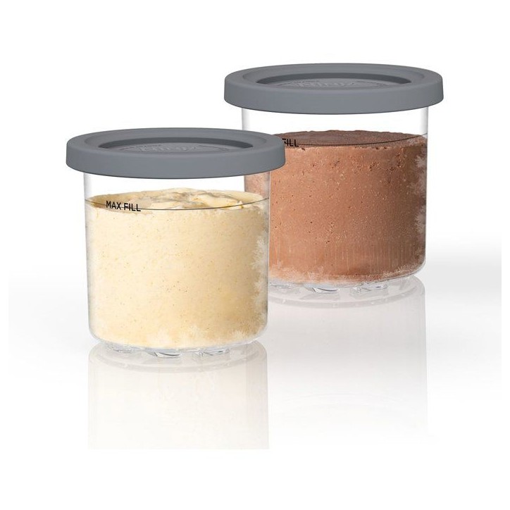 Lot de 2 pots avec couvercles pour machines à glaces NINJA – Compatible CREAMi NC302EU/NC300 - Sans BPA - Lavable lave-vaisse