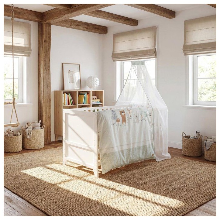 Lit combiné évolutif 70 x 140 cm - ROBA - Woodland Buddies - Blanc - Matelas et textile inclus Lit combiné évolutif 70 x 140 cm - ROBA - Woodland Buddies - Blanc - Matelas et textile inclus