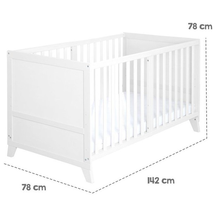 Lit combiné évolutif 70 x 140 cm - ROBA - Woodland Buddies - Blanc - Matelas et textile inclus Lit combiné évolutif 70 x 140 cm - ROBA - Woodland Buddies - Blanc - Matelas et textile inclus