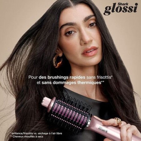 Brosse soufflante - SHARK - Glossi 2-en-1 HT302EUPK - Rose Poudré - 1300W - 4 niveaux de chaleur / 3 vitesses