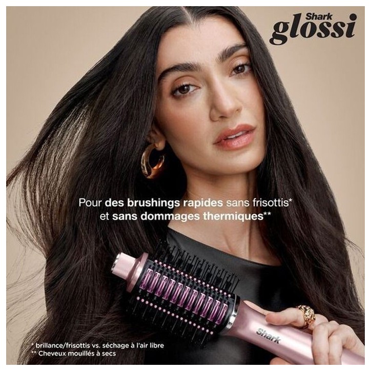Brosse soufflante - SHARK - Glossi 2-en-1 HT302EUPK - Rose Poudré - 1300W - 4 niveaux de chaleur / 3 vitesses Brosse soufflante - SHARK - Glossi 2-en-1 HT302EUPK - Rose Poudré - 1300W - 4 niveaux de chaleur / 3 vitesses