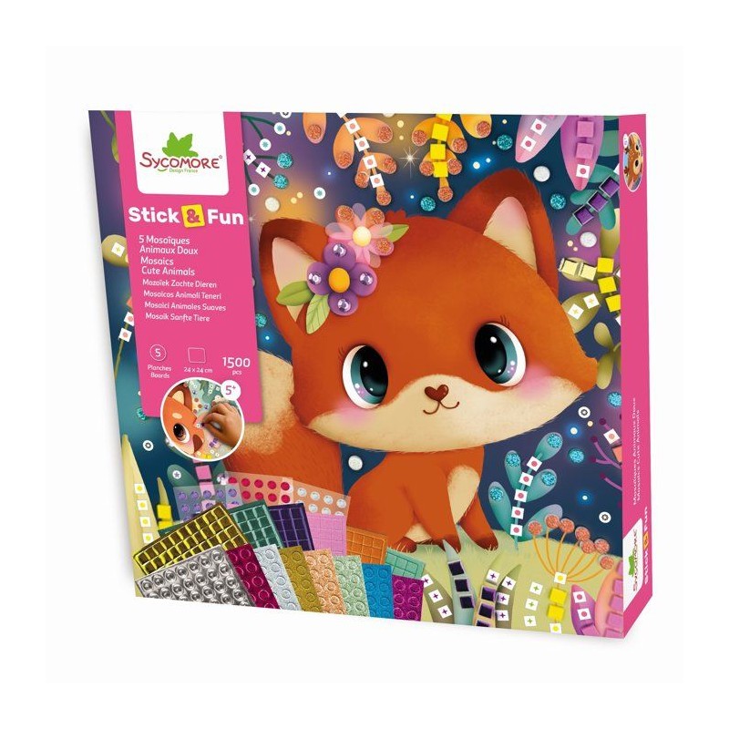 Activité mosaïques - SYCOMORE - Stick'n Fun Les Animaux Doux - 5 tab