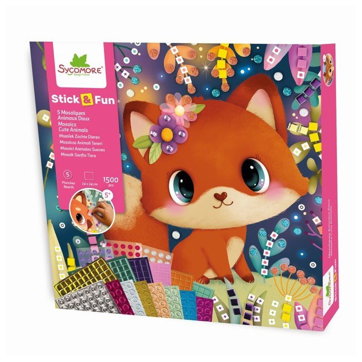Activité mosaïques - SYCOMORE - Stick'n Fun Les Animaux Doux - 5 tableaux - Mosaïques autocollantes Activité mosaïques - SYCOMORE - Stick'n Fun Les Animaux Doux - 5 tableaux - Mosaïques autocollantes