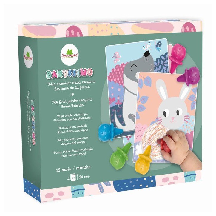 Coloriage premiers crayons - SYCOMORE - Babyssimo Amis de la Ferme - Crayons ergonomiques - Dès 18 mois