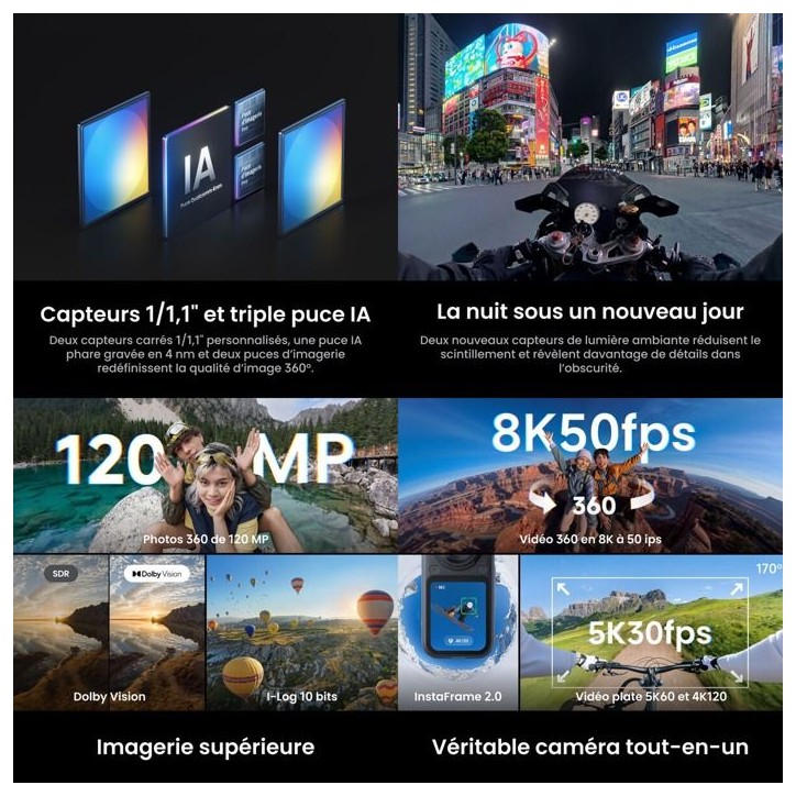 Caméra 360° - INSTA360 - X6 Standard Bundle Midnight Black - Vidéo 360° - Stabilisation avancée - Noir Caméra 360° - INSTA360 - X6 Standard Bundle Midnight Black - Vidéo 360° - Stabilisation avancée - Noir