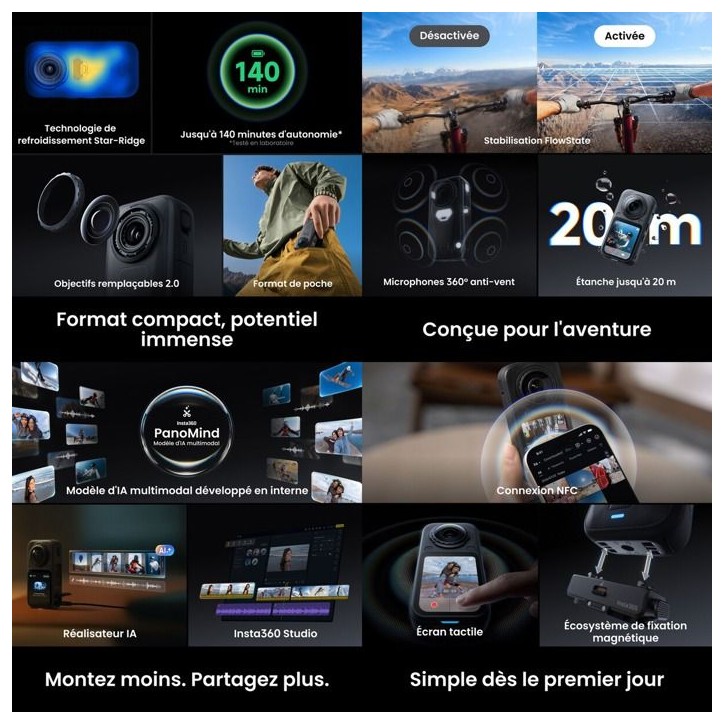 Caméra 360° - INSTA360 - X6 Standard Bundle Midnight Black - Vidéo 360° - Stabilisation avancée - Noir Caméra 360° - INSTA360 - X6 Standard Bundle Midnight Black - Vidéo 360° - Stabilisation avancée - Noir