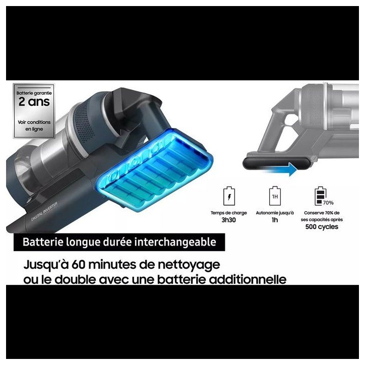 SAMSUNG Jet 95S Complete VS70H28HFC/WD - Aspirateur Balai sans fil - 280 AW - Autonomie 60 min - Station de charge Jet