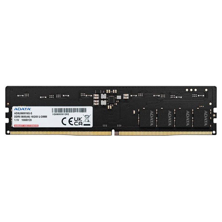 Barrette mémoire PC - ADATA - STANDARD - 16 Go DDR5 - U-DIMM - 5600 MHz CL46 Barrette mémoire PC - ADATA - STANDARD - 16 Go DDR5 - U-DIMM - 5600 MHz CL46