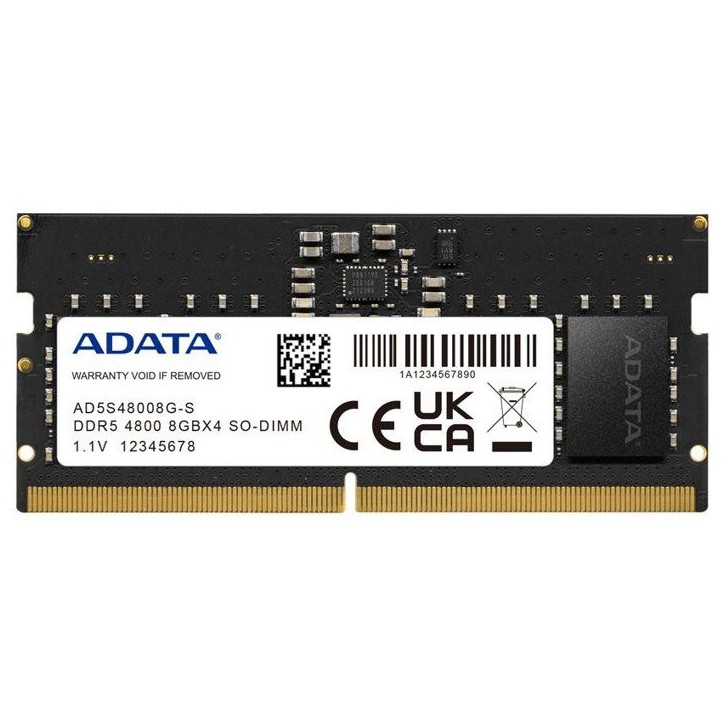 Mémoire portable - ADATA - STANDARD - 8 Go DDR5 - SO-DIMM - 4800 MHz CL40 Mémoire portable - ADATA - STANDARD - 8 Go DDR5 - SO-DIMM - 4800 MHz CL40