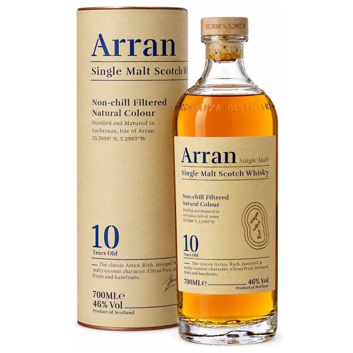 ARRAN 10 ans Whisky Single Malt Ecosse/Highlands avec étui - 46% Alcool - 70 cl