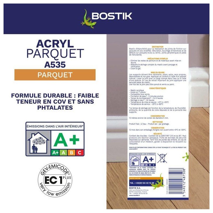 Mastic acrylique - BOSTIK - Joint Acryl Parquet - Compatible tous vernis - Chêne foncé - 300 ml Mastic acrylique - BOSTIK - Joint Acryl Parquet - Compatible tous vernis - Chêne foncé - 300 ml