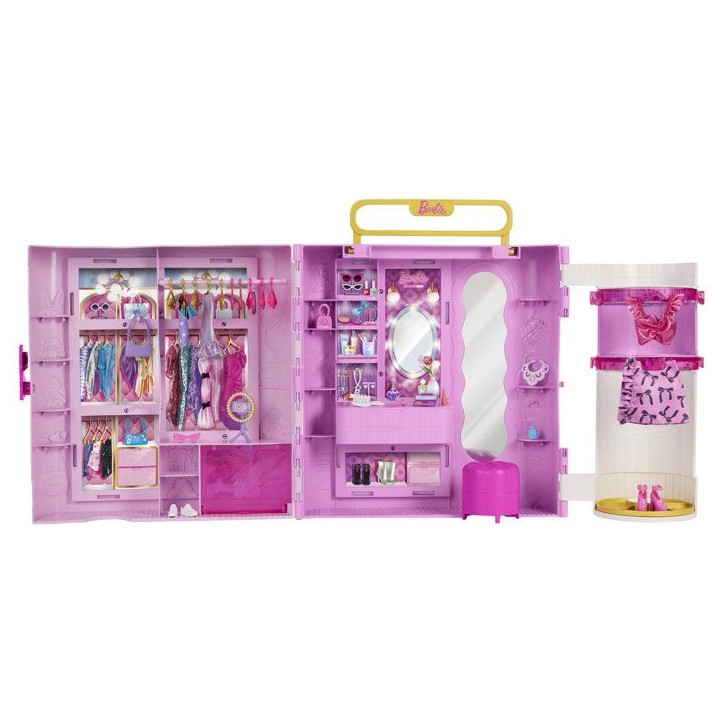 Coffret accessoires - Barbie - Dressing Deluxe Style avec coiffeuse et anneau lumineux - Dès 3 ans Coffret accessoires - Barbie - Dressing Deluxe Style avec coiffeuse et anneau lumineux - Dès 3 ans