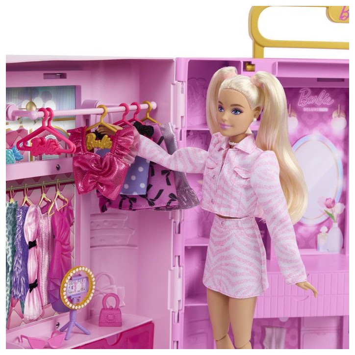 Coffret accessoires - Barbie - Dressing Deluxe Style avec coiffeuse et anneau lumineux - Dès 3 ans Coffret accessoires - Barbie - Dressing Deluxe Style avec coiffeuse et anneau lumineux - Dès 3 ans