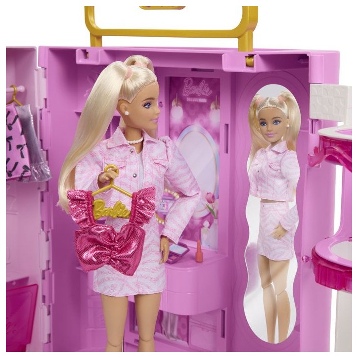 Coffret accessoires - Barbie - Dressing Deluxe Style avec coiffeuse et anneau lumineux - Dès 3 ans Coffret accessoires - Barbie - Dressing Deluxe Style avec coiffeuse et anneau lumineux - Dès 3 ans