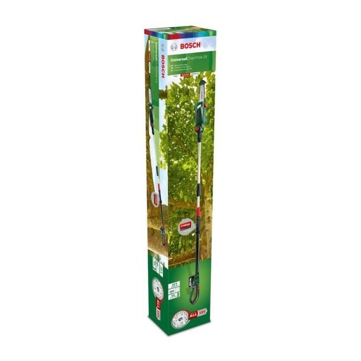 Elagueuse sur perche sans fil Bosch - UniversalChainPole 18 (Livré avec 1 batterie 18V-2,5Ah, coupe : 15cm) Elagueuse sur perche sans fil Bosch - UniversalChainPole 18 (Livré avec 1 batterie 18V-2,5Ah, coupe : 15cm)