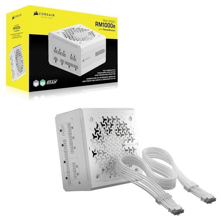 CORSAIR - RM1000e ThermalProtect White - Alimentation PC - 1000 W CORSAIR - RM1000e ThermalProtect White - Alimentation PC - 1000 W