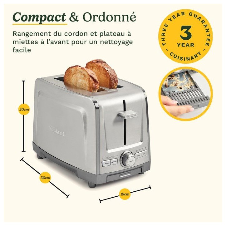 Grille-pain - CUISINART - Core Collection - 2 tranches - Fentes extra larges - Inox Grille-pain - CUISINART - Core Collection - 2 tranches - Fentes extra larges - Inox