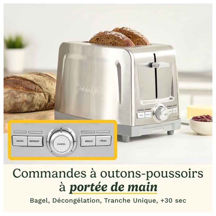 Grille-pain - CUISINART - Core Collection - 2 tranches - Fentes extra larges - Inox Grille-pain - CUISINART - Core Collection - 2 tranches - Fentes extra larges - Inox