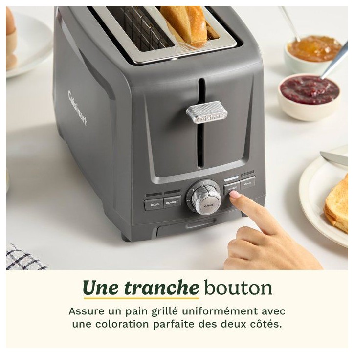 Grille-pain - CUISINART - Core Collection - 2 tranches - Fentes extra larges - Stone Grey Grille-pain - CUISINART - Core Collection - 2 tranches - Fentes extra larges - Stone Grey
