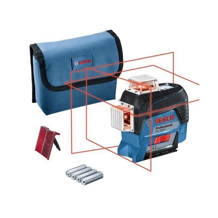 Niveau laser lignes Bosch Professional GLL 3-80 C - 0601063R00 - Noir et bleu - Sans fil - Portée 120 m Niveau laser lignes Bosch Professional GLL 3-80 C - 0601063R00 - Noir et bleu - Sans fil - Portée 120 m