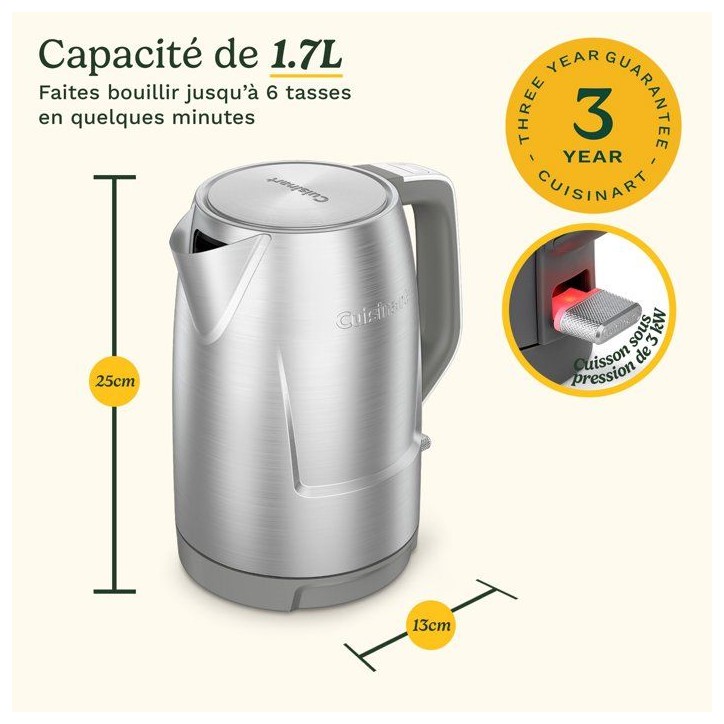 Bouilloire électrique - CUISINART - Core Collection - 1,7 L - Acier inoxydable - Double paroi Bouilloire électrique - CUISINART - Core Collection - 1,7 L - Acier inoxydable - Double paroi