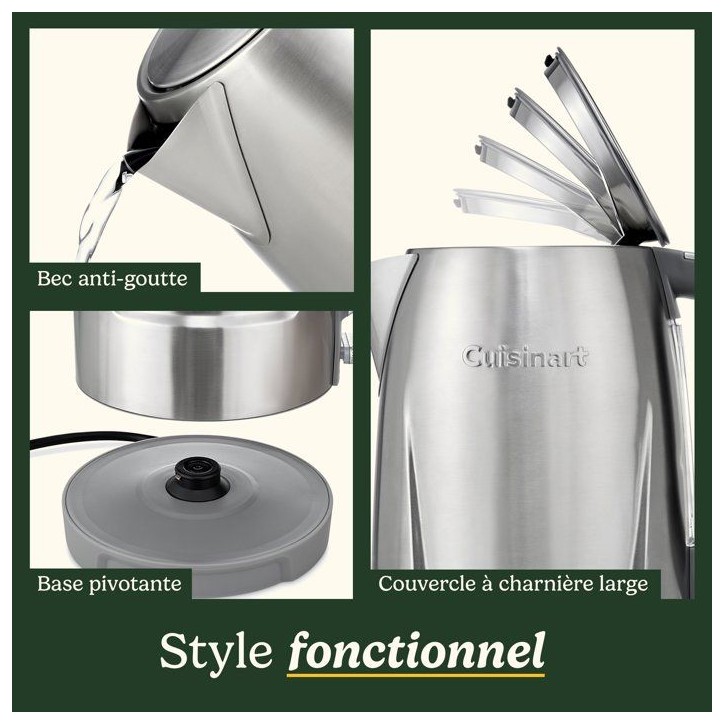 Bouilloire électrique - CUISINART - Core Collection - 1,7 L - Acier inoxydable - Double paroi Bouilloire électrique - CUISINART - Core Collection - 1,7 L - Acier inoxydable - Double paroi
