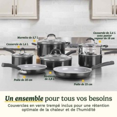 Batterie de cuisine antiadhésive - CUISINART - Ceramica XT - 11 pièc