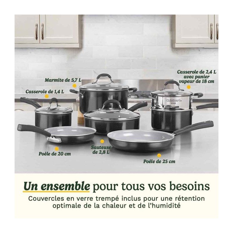 Batterie de cuisine antiadhésive - CUISINART - Ceramica XT - 11 pièc