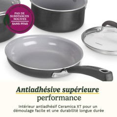 Batterie de cuisine antiadhésive - CUISINART - Ceramica XT - 11 pièces - Revêtement céramique renforcé au titane - Tous feu