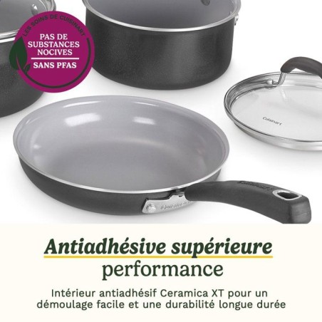 Batterie de cuisine antiadhésive - CUISINART - Ceramica XT - 11 pièces - Revêtement céramique renforcé au titane - Tous feu