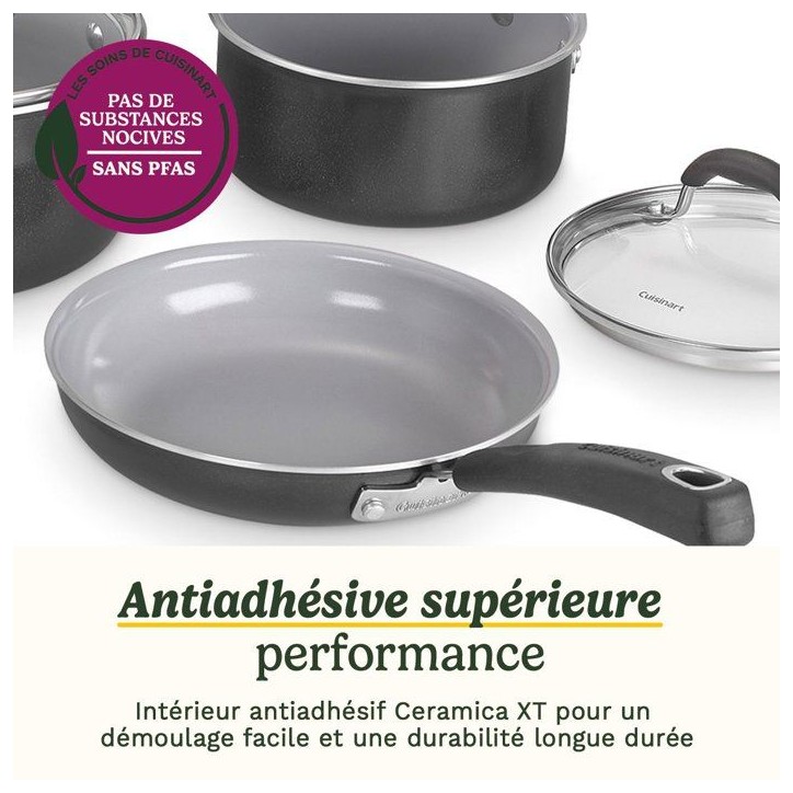 Batterie de cuisine antiadhésive - CUISINART - Ceramica XT - 11 pièces - Revêtement céramique renforcé au titane - Tous feu Batterie de cuisine antiadhésive - CUISINART - Ceramica XT - 11 pièces - Revêtement céramique renforcé au titane - Tous feu