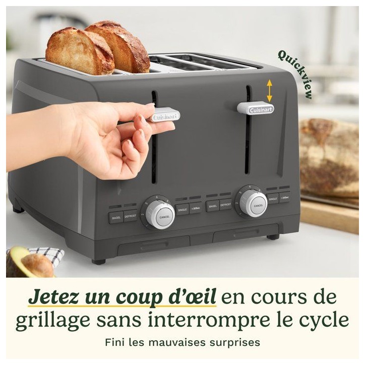 Grille-pain - CUISINART - Core Collection - 4 tranches - Fentes extra larges - Stone Grey Grille-pain - CUISINART - Core Collection - 4 tranches - Fentes extra larges - Stone Grey