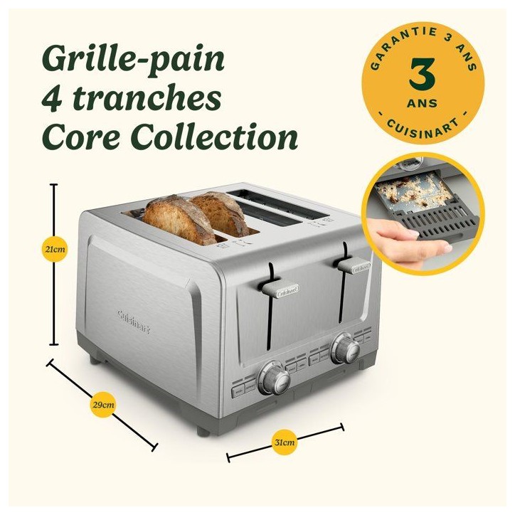 Grille-pain - CUISINART - Core Collection - 4 tranches - Acier inoxydable - QuickView™ Grille-pain - CUISINART - Core Collection - 4 tranches - Acier inoxydable - QuickView™