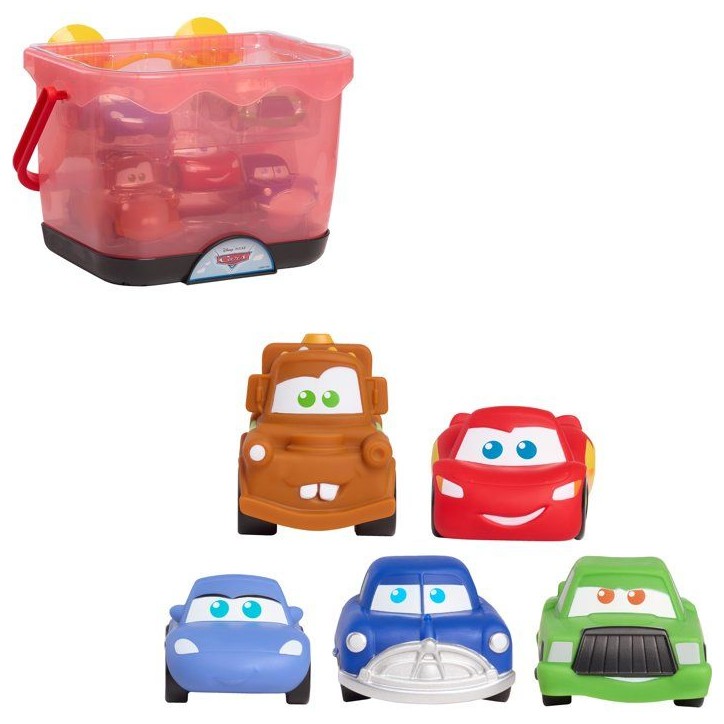 Jouets de bain - DISNEY Cars - Set de 5 figurines - Panier de rangement - 12 cm Jouets de bain - DISNEY Cars - Set de 5 figurines - Panier de rangement - 12 cm