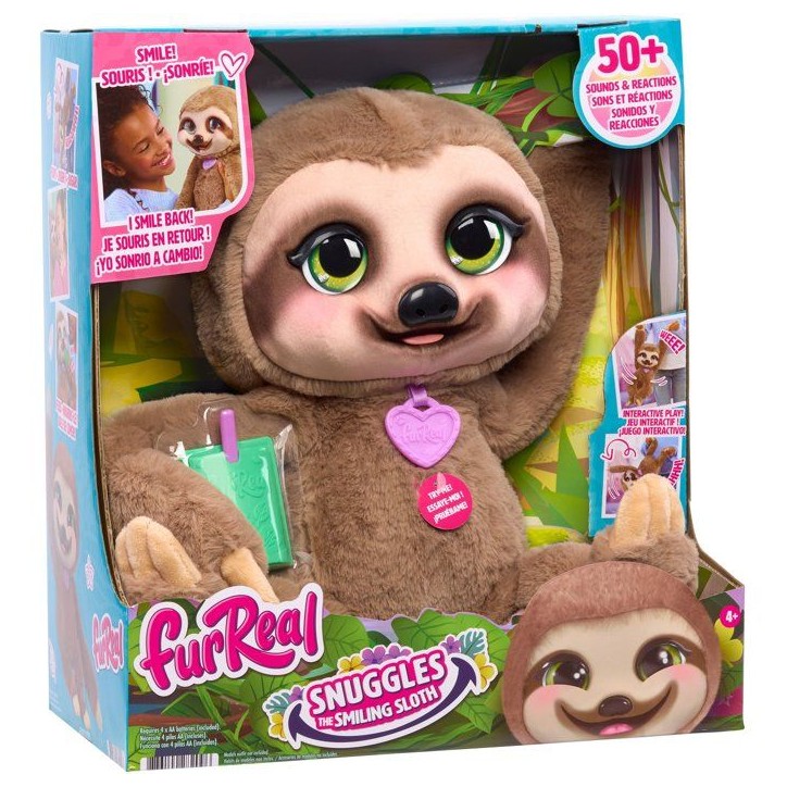 Peluche interactive paresseux - furReal Friends - Snuggles - Plus de 50 sons et réactions - Dès 3 ans