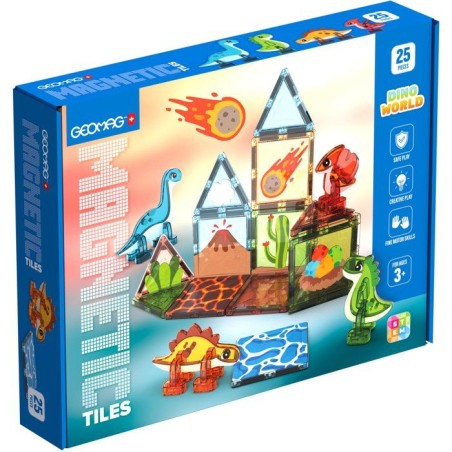 GEOMAG Magnetic Tiles Dino World - Jeu de construction magnétique - t