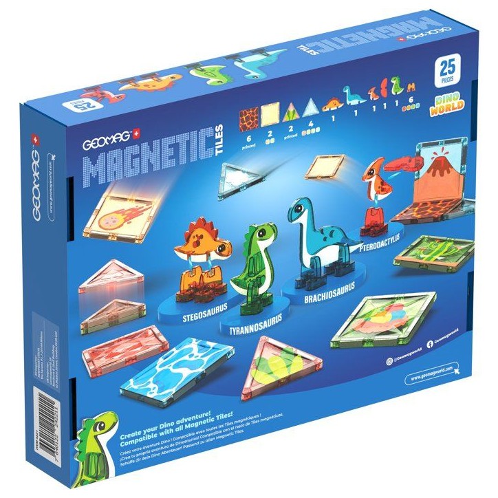 GEOMAG Magnetic Tiles Dino World - Jeu de construction magnétique - tuiles magnétiques - 25 pièces - dès 3 ans - tuiles et d GEOMAG Magnetic Tiles Dino World - Jeu de construction magnétique - tuiles magnétiques - 25 pièces - dès 3 ans - tuiles et d