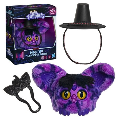 Furby Furblets Démon Saja Boy, KPop Demon Hunters, mini peluche électronique de collection de 7,5 cm, pour enfant dès 6 ans