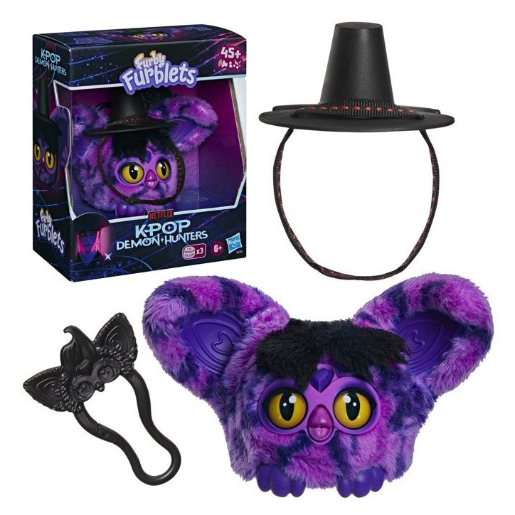 Furby Furblets Démon Saja Boy, KPop Demon Hunters, mini peluche électronique de collection de 7,5 cm, pour enfant dès 6 ans