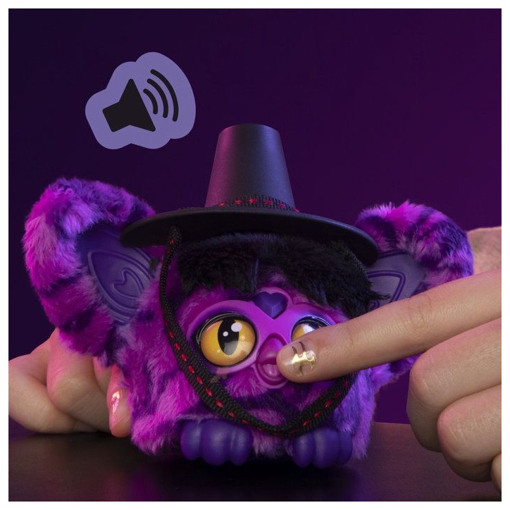 Furby Furblets Démon Saja Boy, KPop Demon Hunters, mini peluche électronique de collection de 7,5 cm, pour enfant dès 6 ans