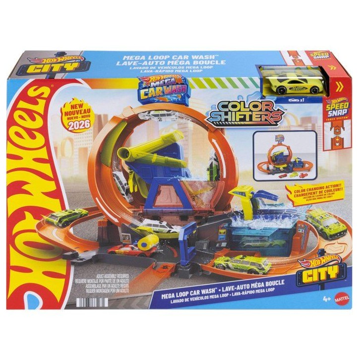 Playset - HOT WHEELS - Mega Station Lavage JHL97 - Looping 45 cm - Eau chaude/froide - Véhicule inclus Playset - HOT WHEELS - Mega Station Lavage JHL97 - Looping 45 cm - Eau chaude/froide - Véhicule inclus