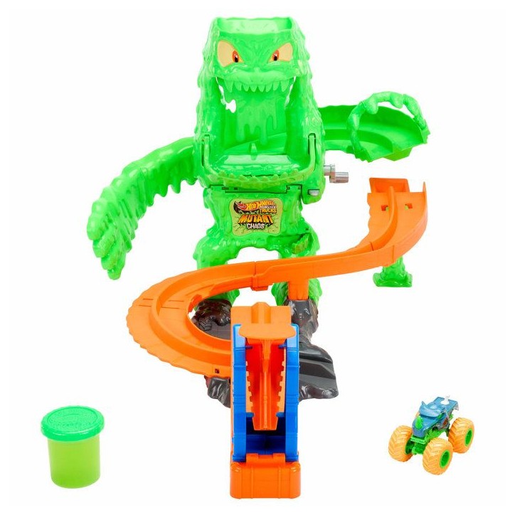 Coffret de jeu - HOT WHEELS Monster Trucks - Combat Monstrueux Mutant - Rhinomite 1/64 - Slime inclus - Dès 4 ans